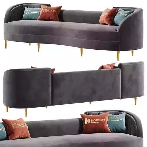 Gray Velvet Upholstered Seater Sofa by Homary