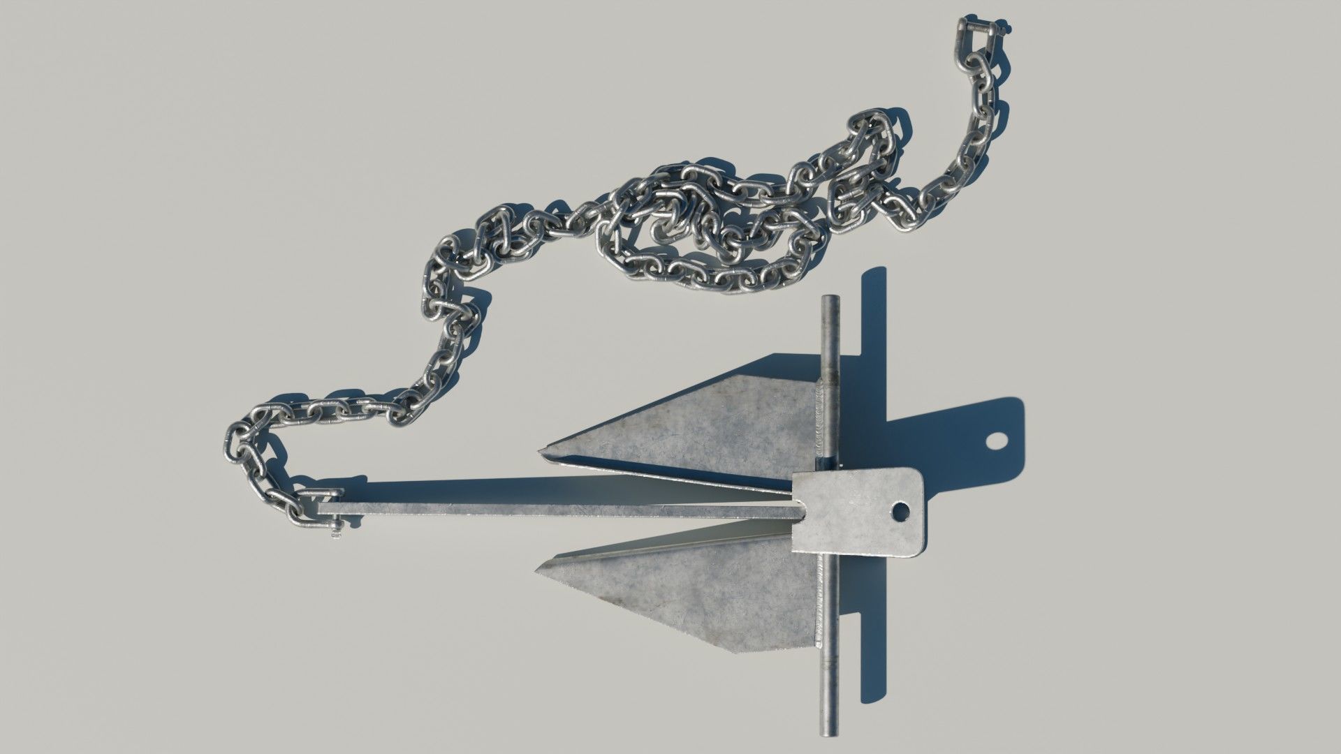 Danforth Anchor with Chain Set 3D model_8