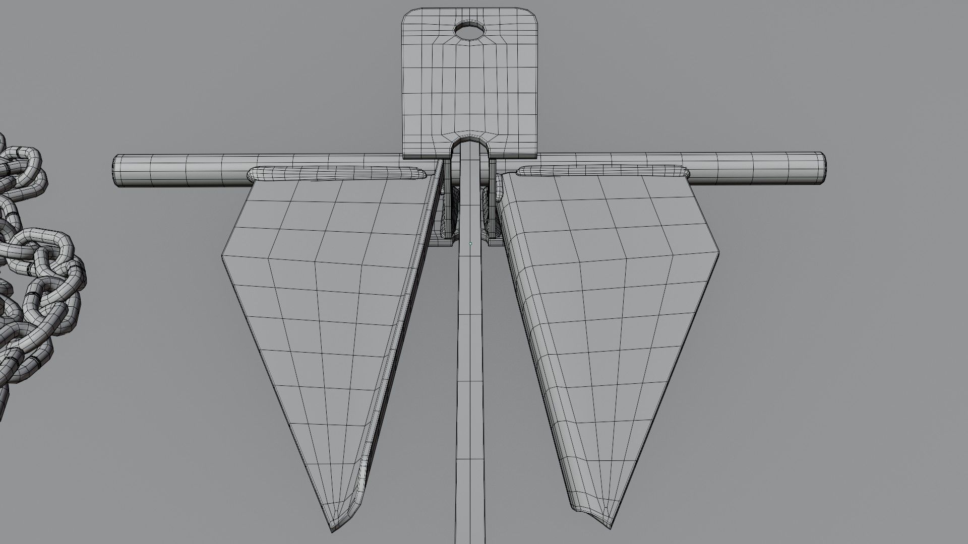 Danforth Anchor with Chain Set 3D model_15