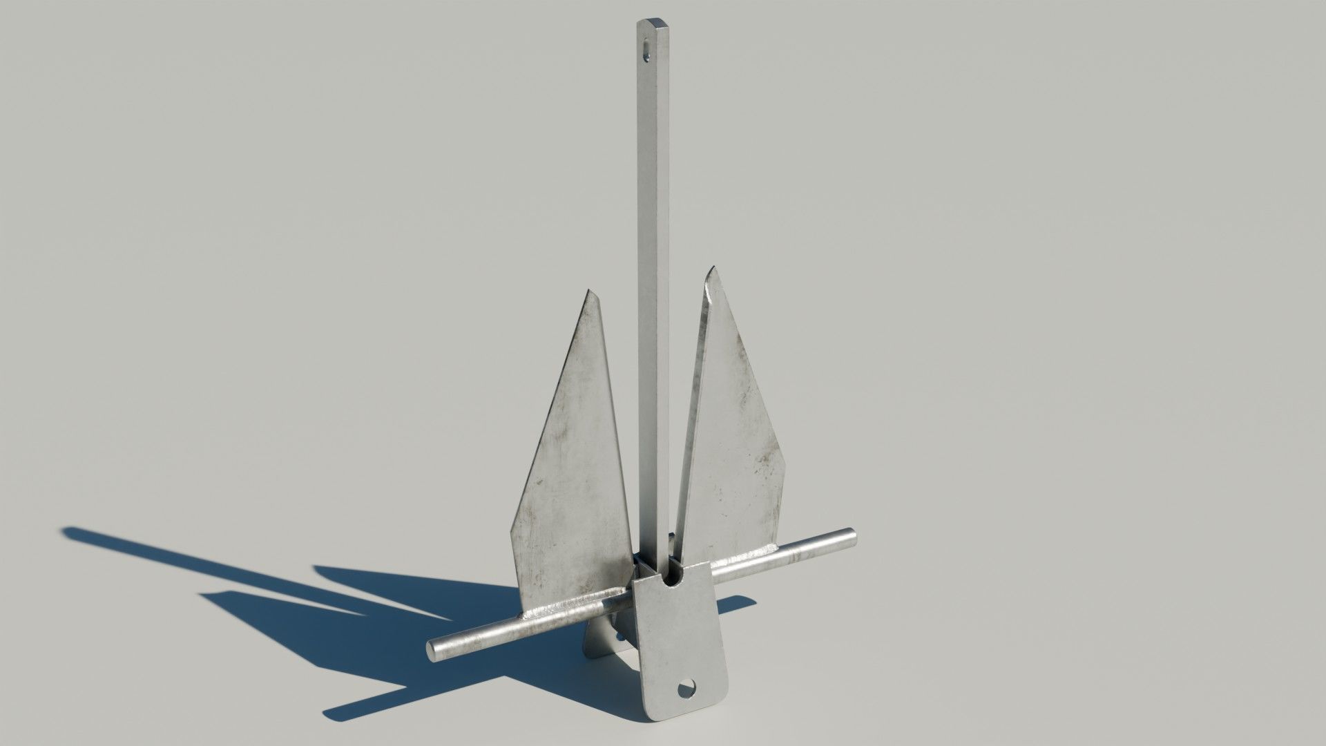 Danforth Anchor with Chain Set 3D model_6