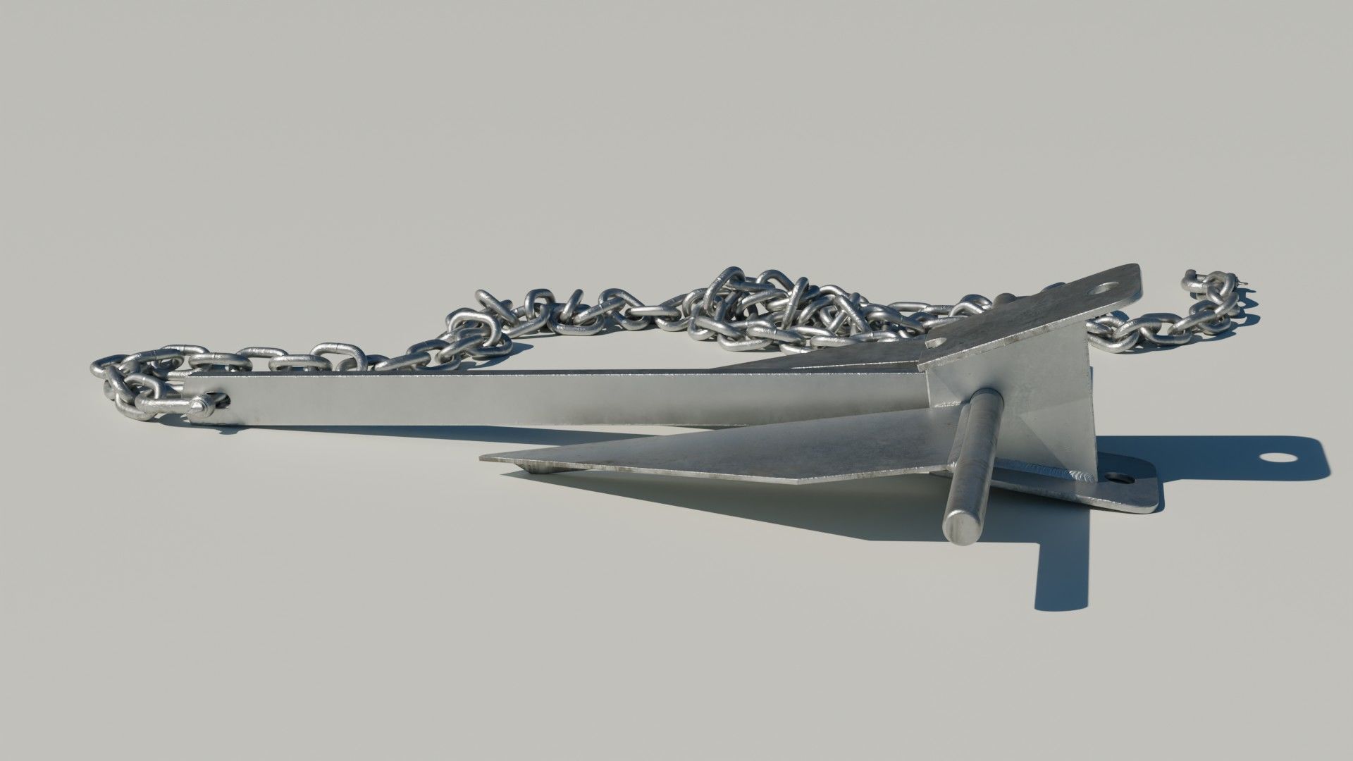 Danforth Anchor with Chain Set 3D model_7