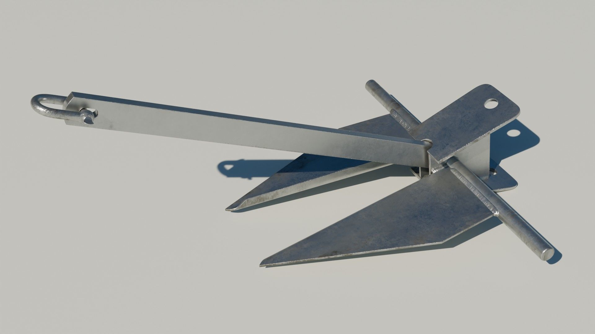 Danforth Anchor with Chain Set 3D model_2