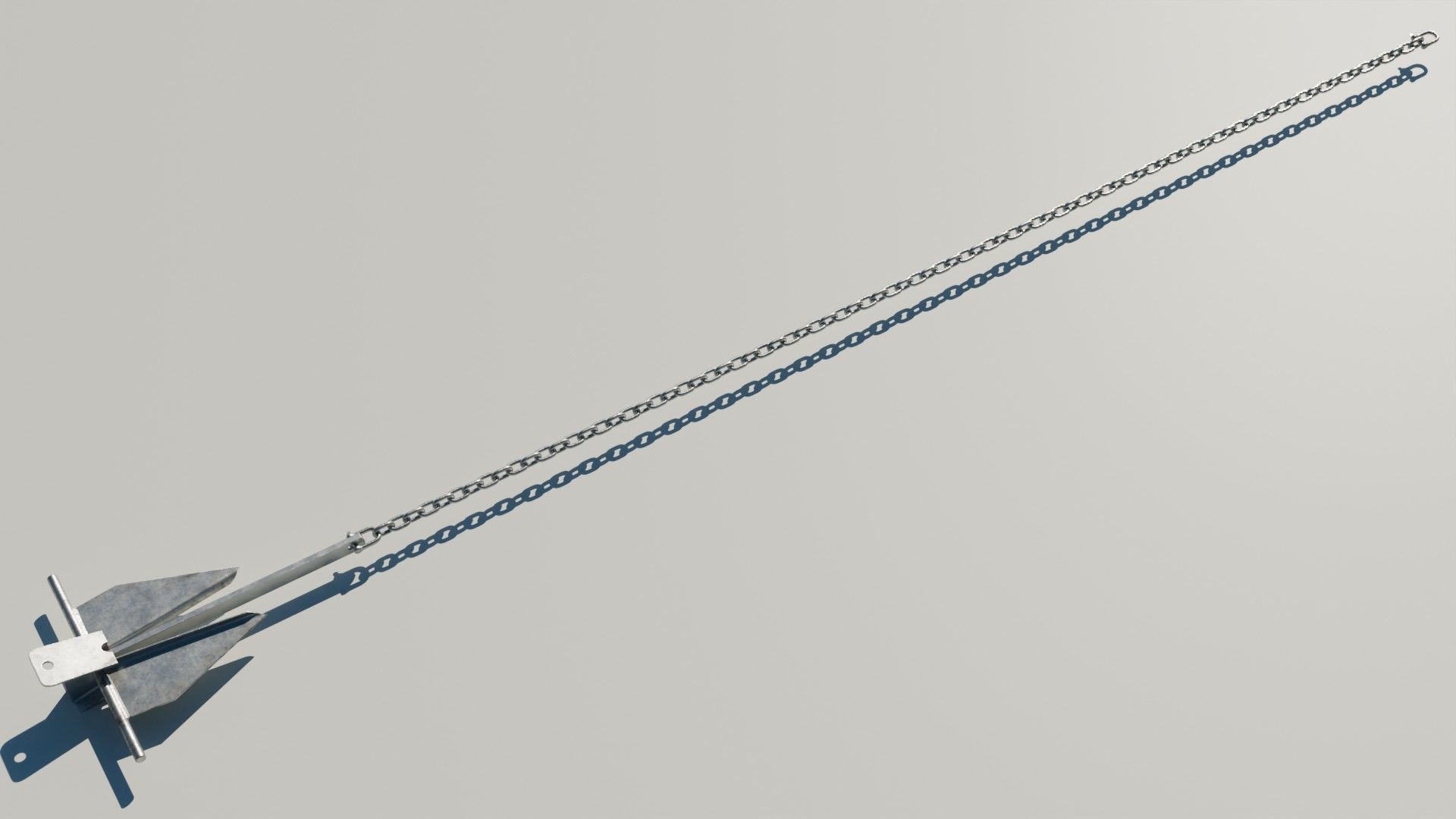 Danforth Anchor with Chain Set 3D model_3