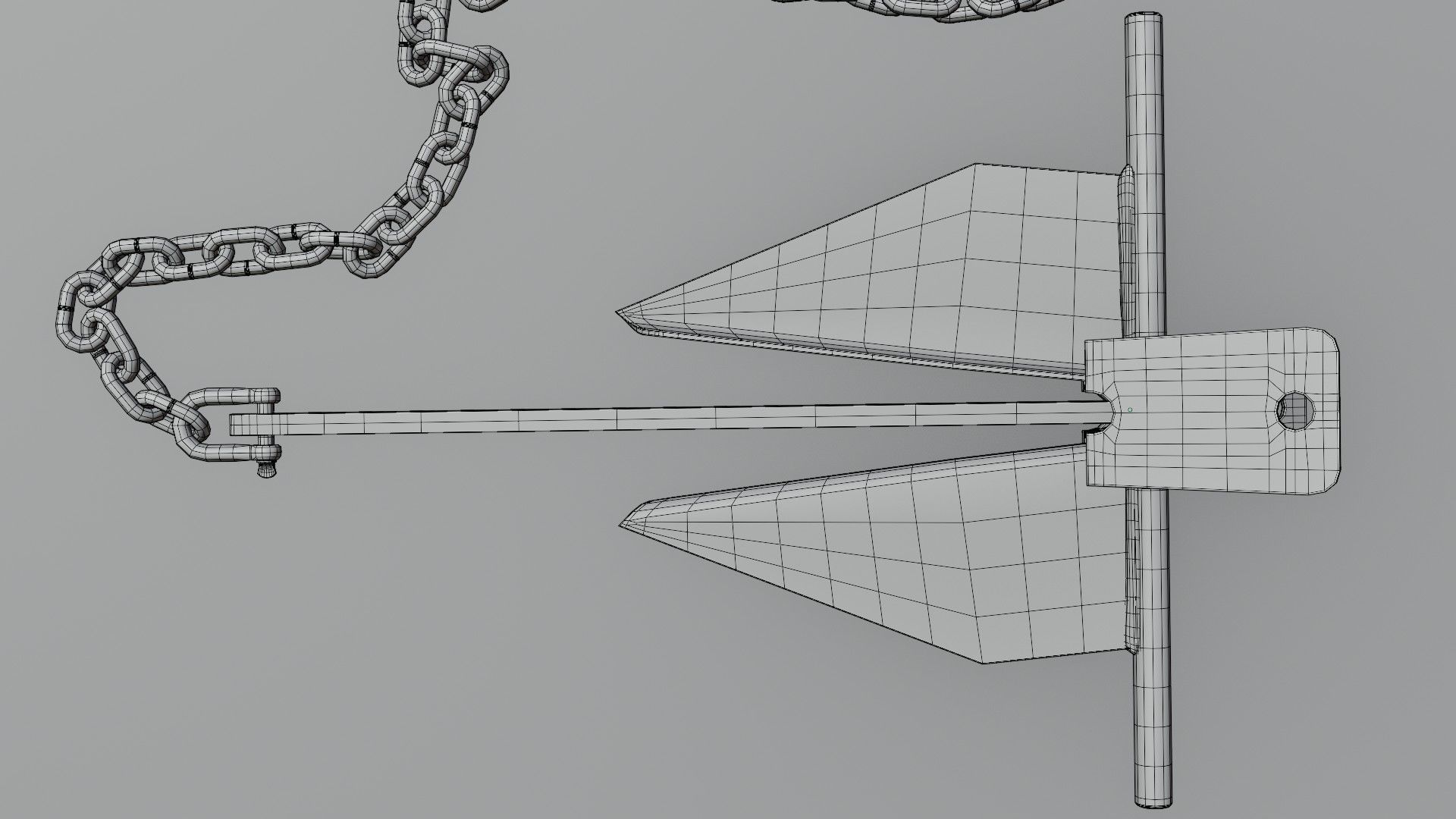 Danforth Anchor with Chain Set 3D model_14