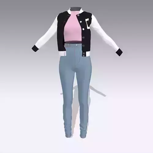 Bomber jacket  pink blouse pant