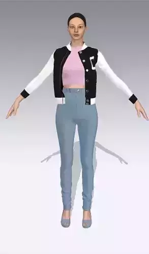 bomber jacket and blouse denim pant  