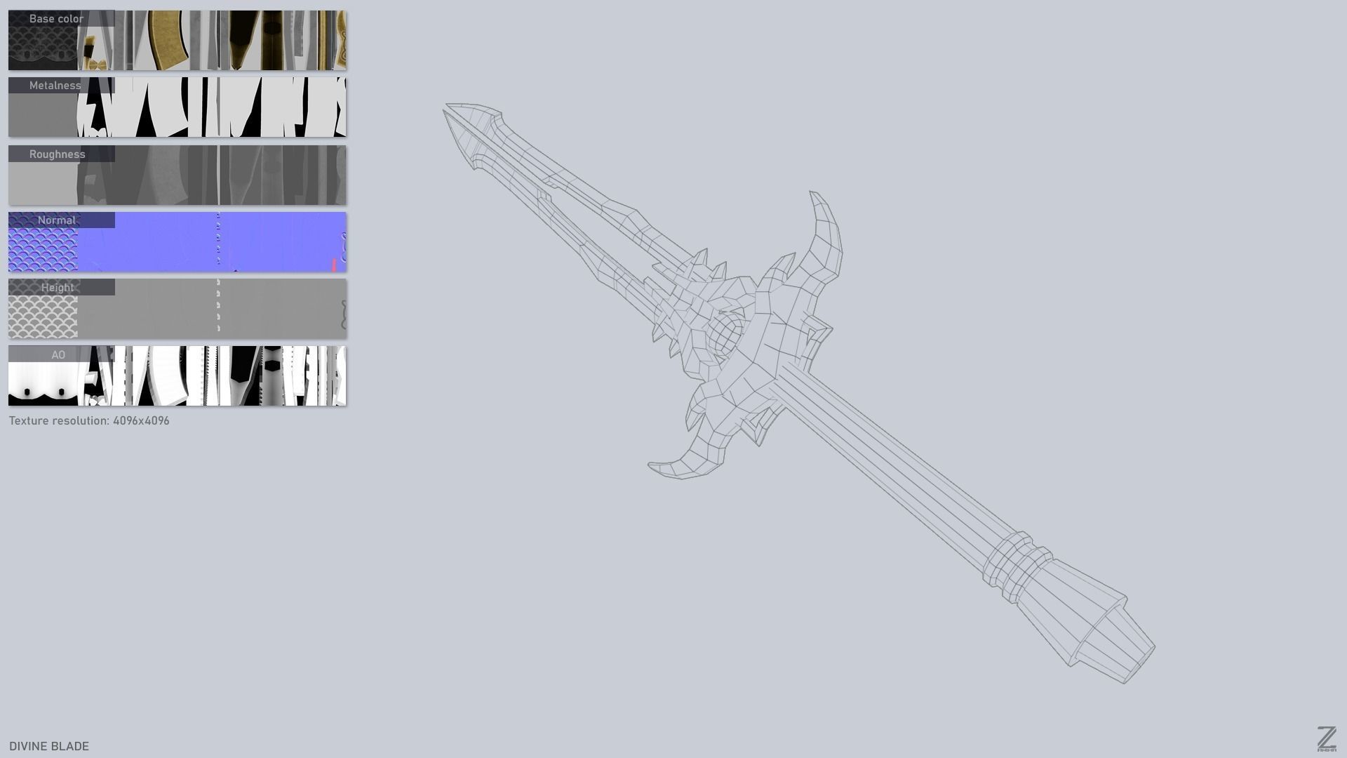 Divine blade Low-poly 3D model_2