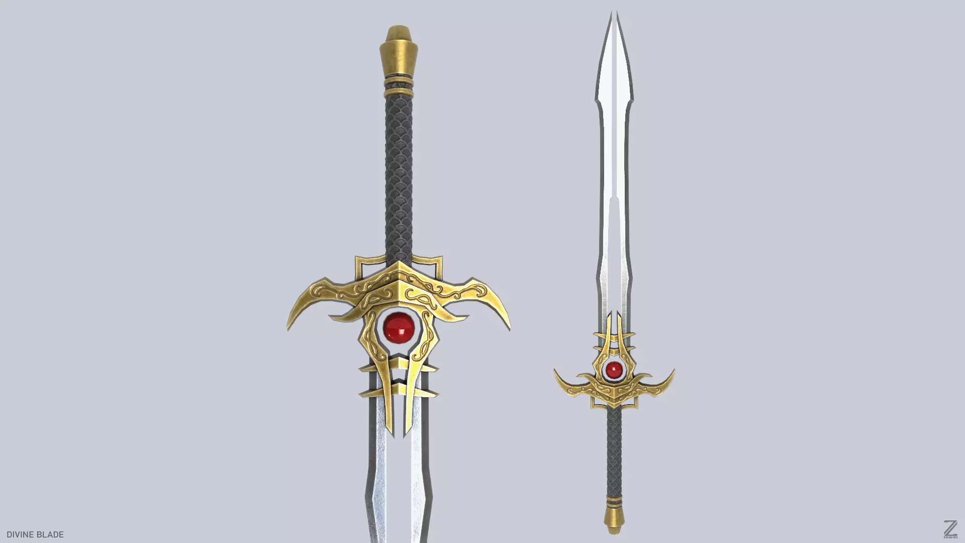 Divine blade Low-poly 3D model_0