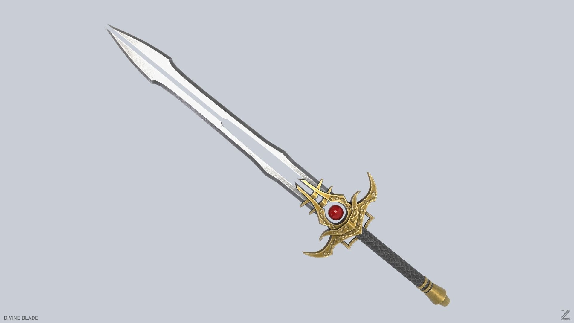 Divine blade Low-poly 3D model_1