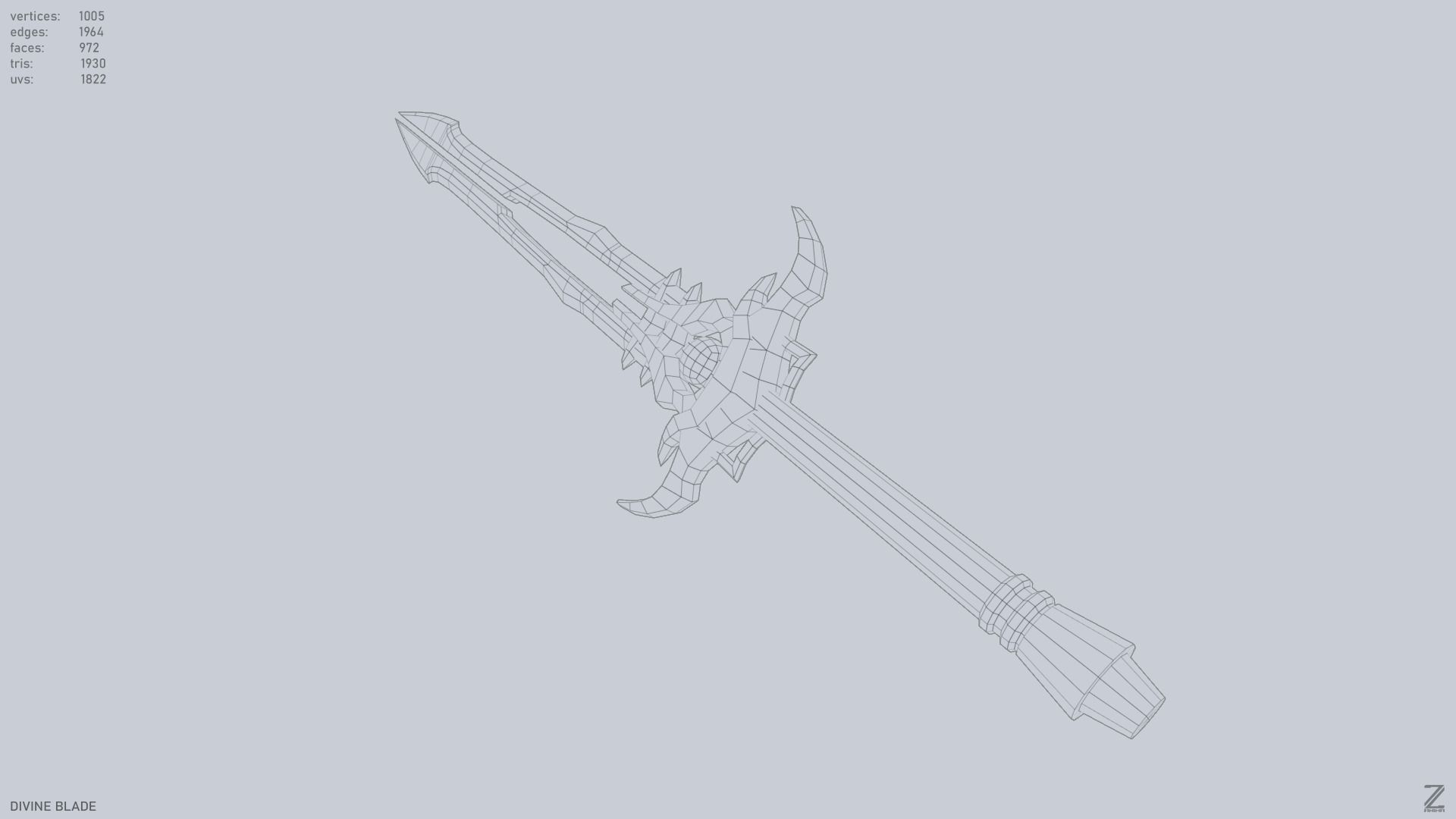 Divine blade Low-poly 3D model_11
