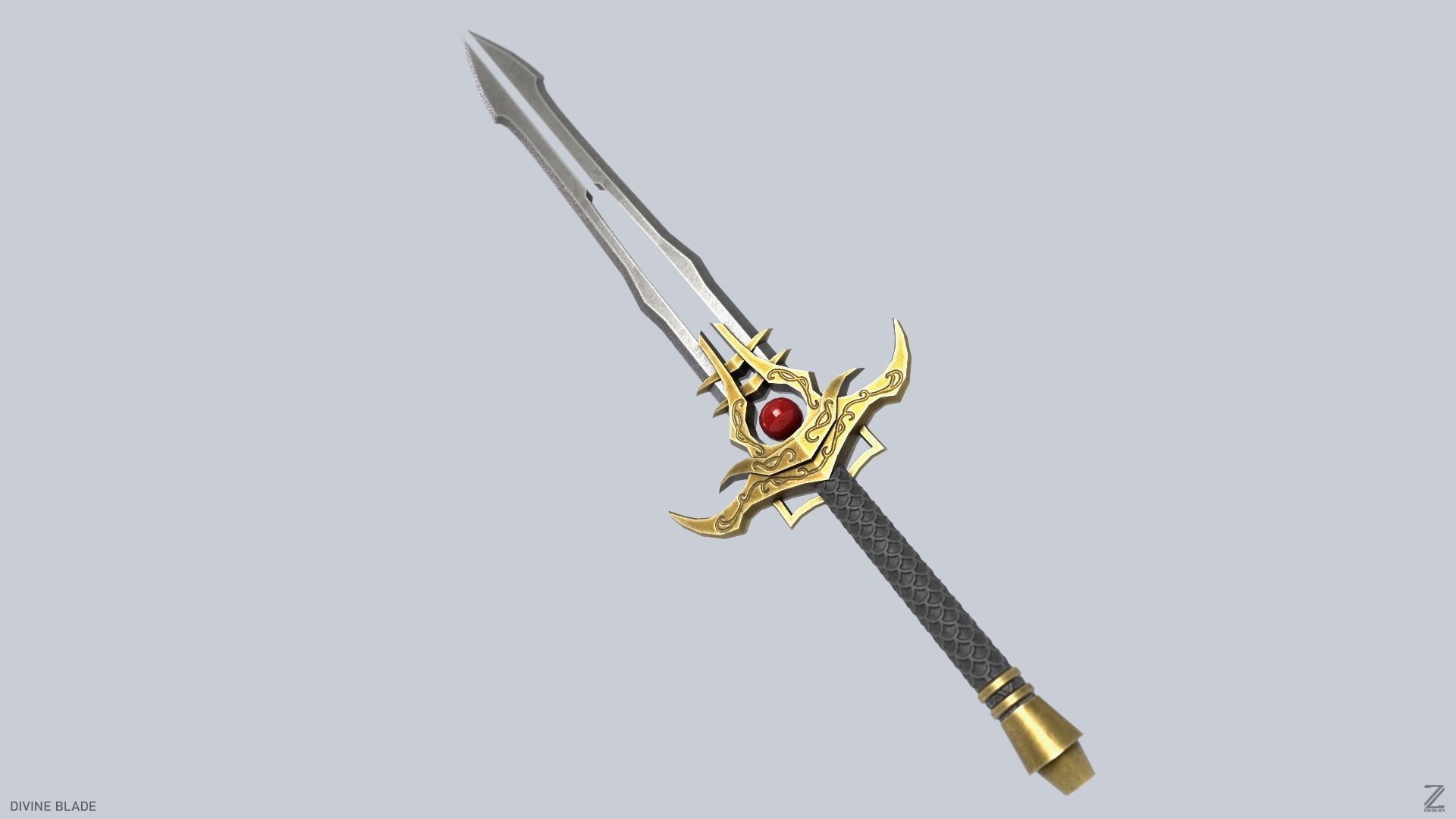 Divine blade Low-poly 3D model_5