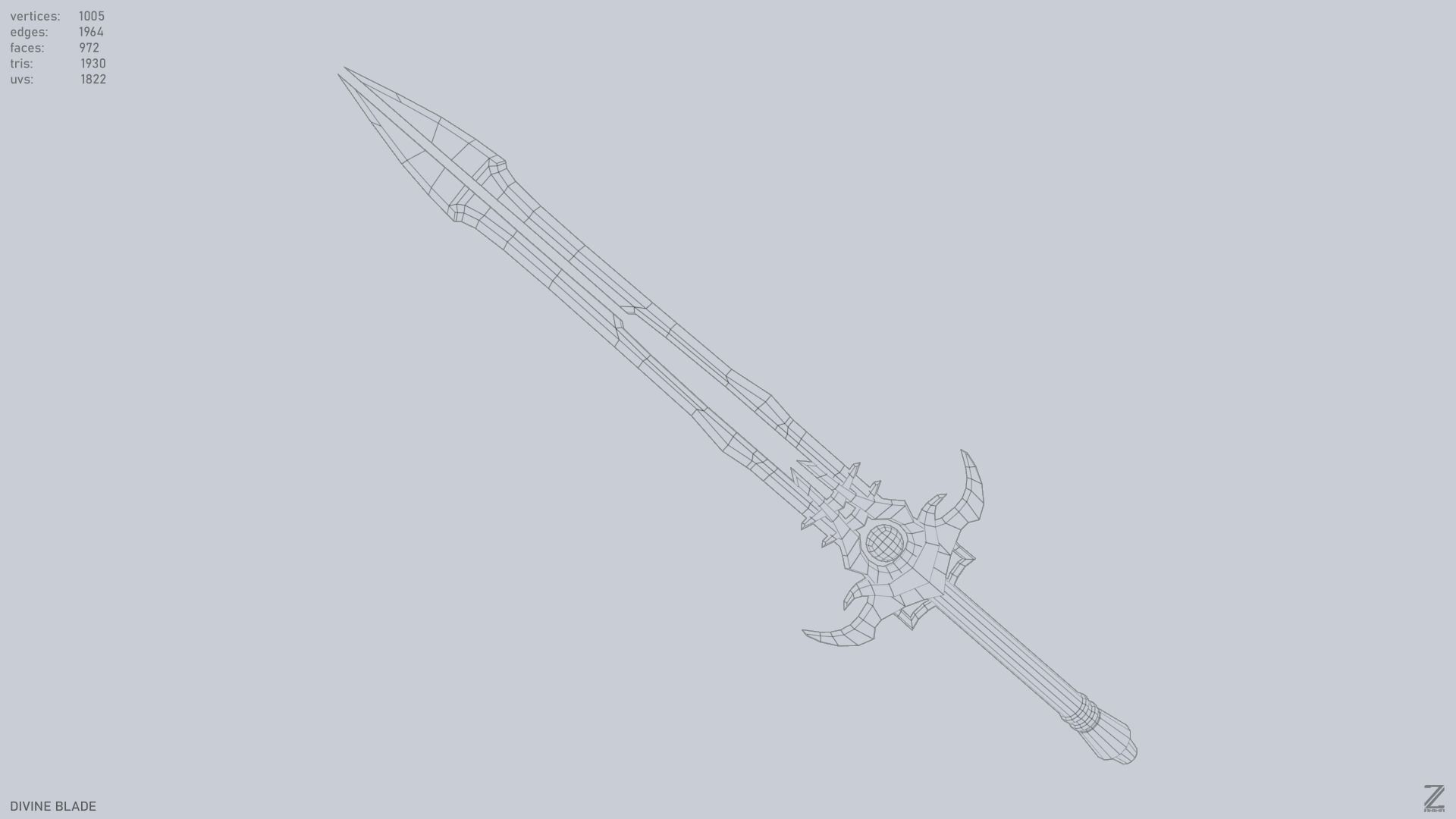 Divine blade Low-poly 3D model_10