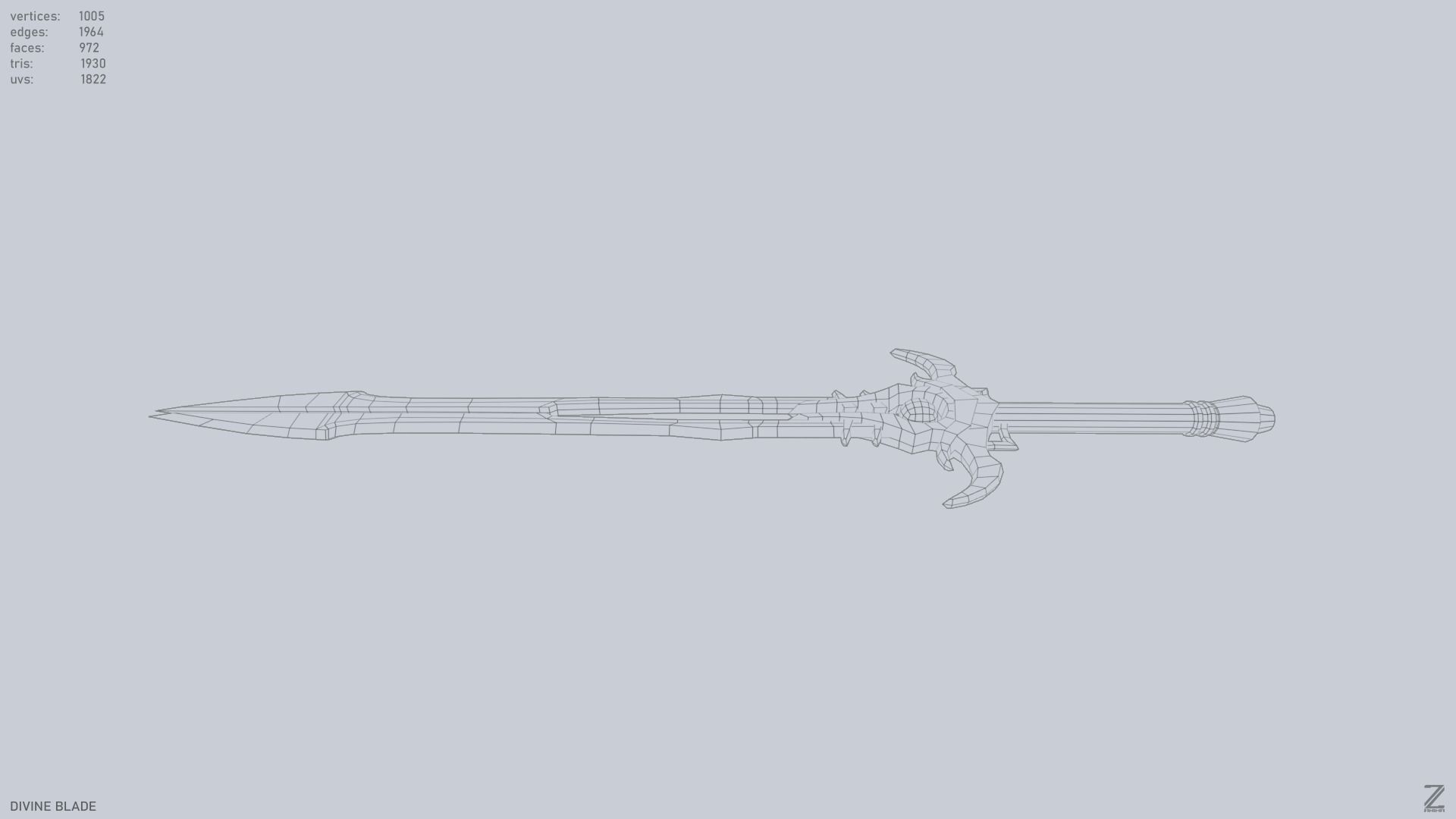 Divine blade Low-poly 3D model_13