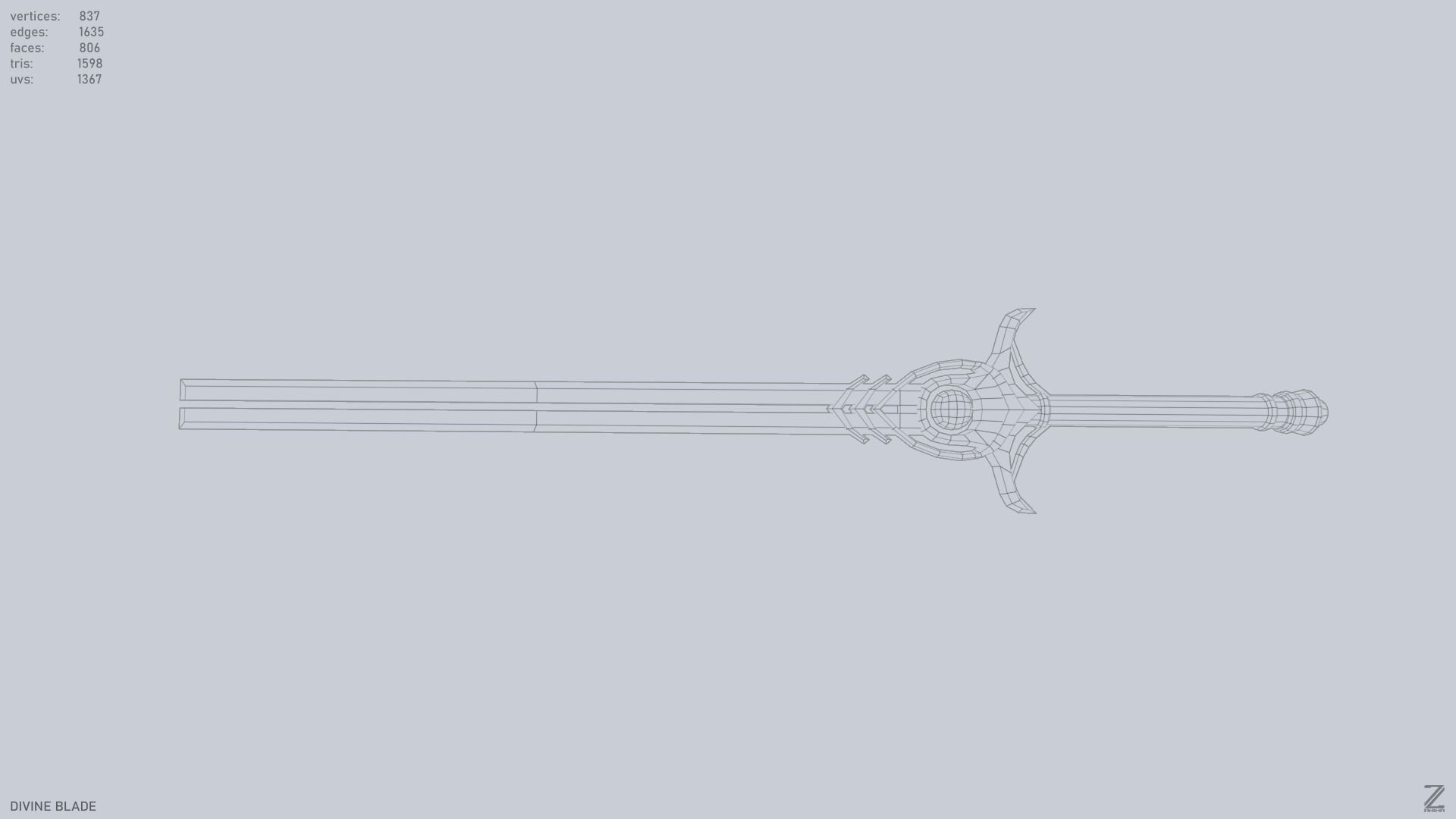 Divine blade Low-poly 3D model_12