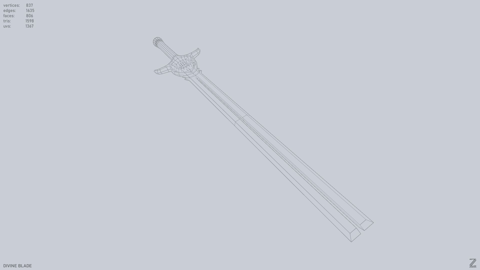Divine blade Low-poly 3D model_14