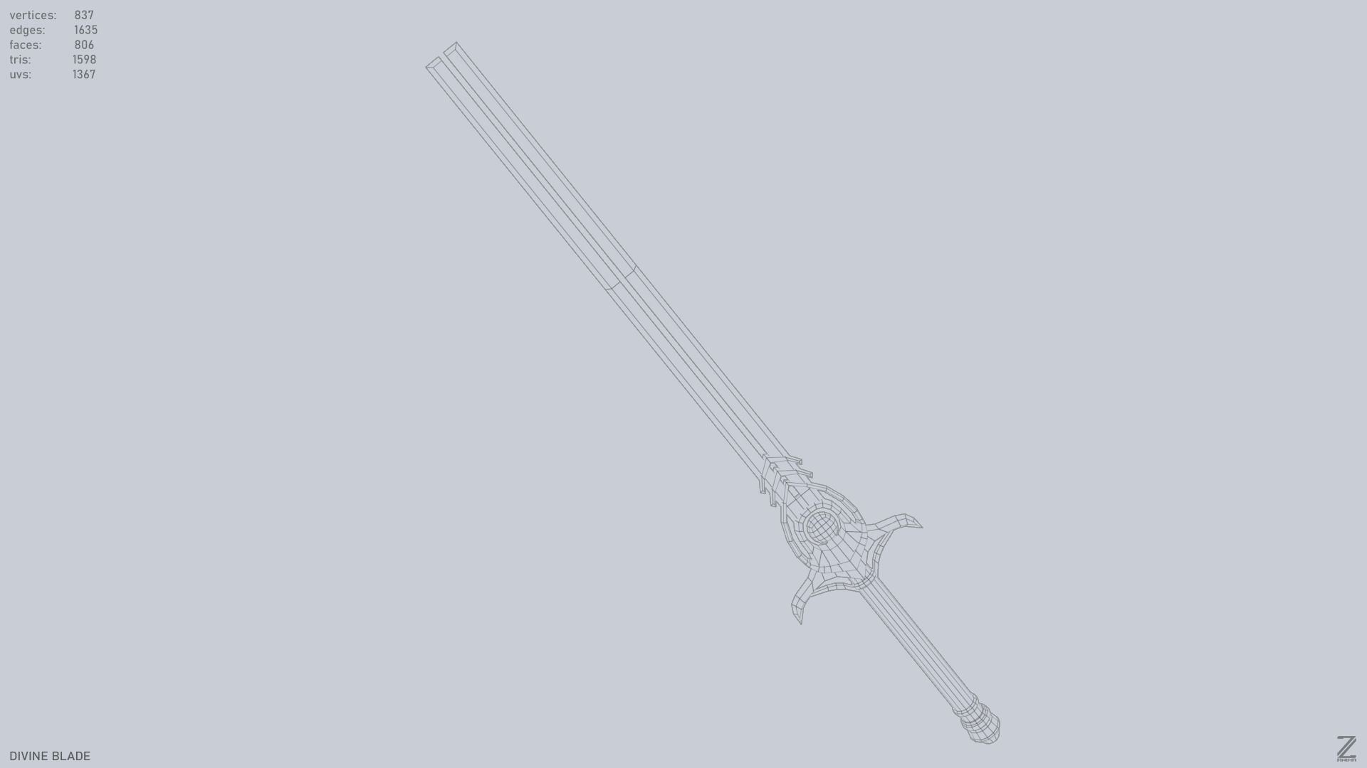 Divine blade Low-poly 3D model_10
