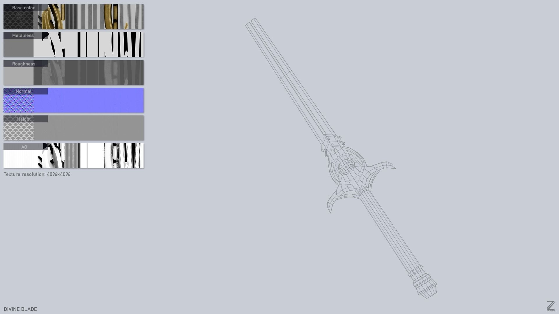 Divine blade Low-poly 3D model_2