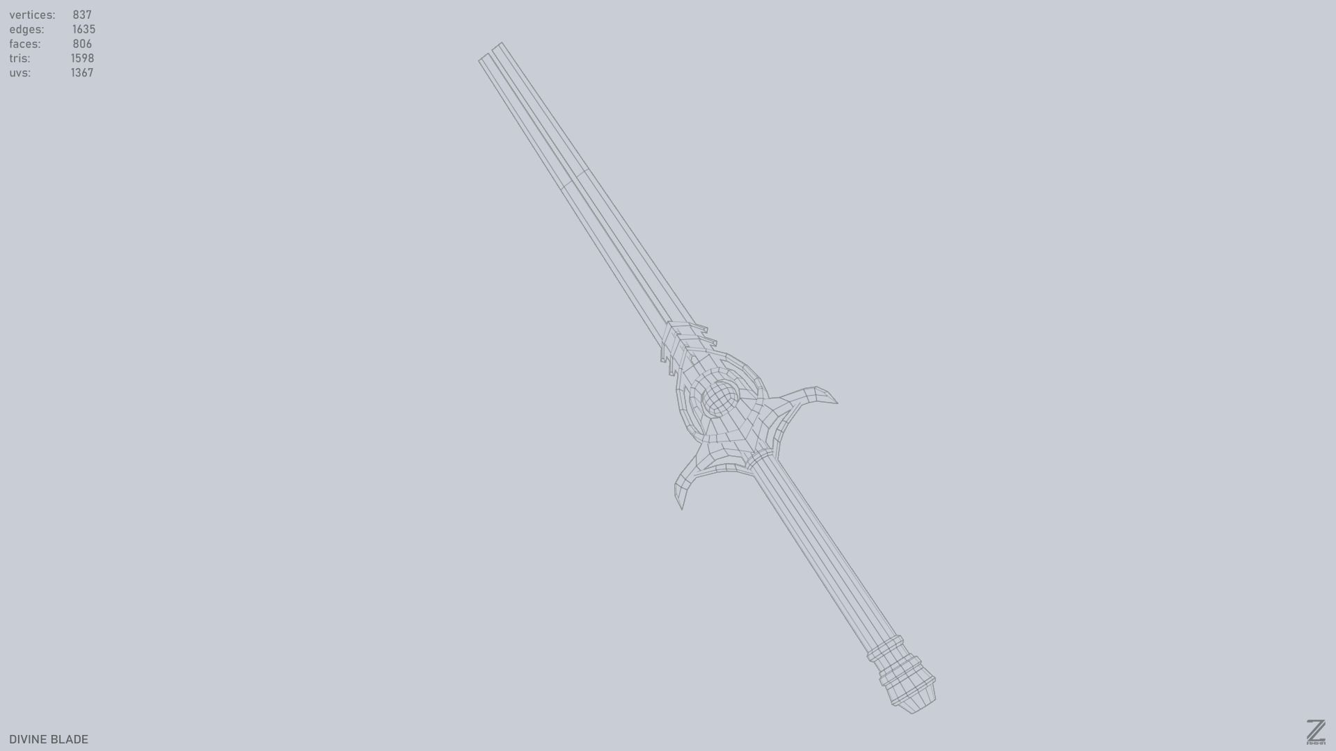 Divine blade Low-poly 3D model_11