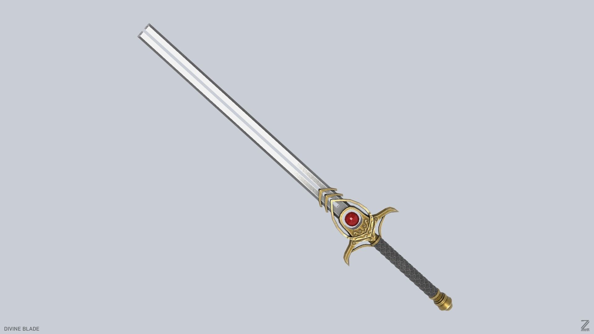 Divine blade Low-poly 3D model_4