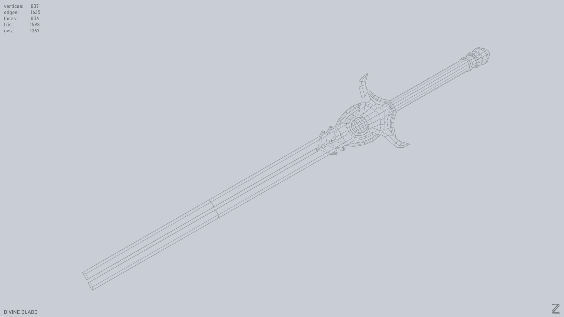 Divine blade Low-poly 3D model_13