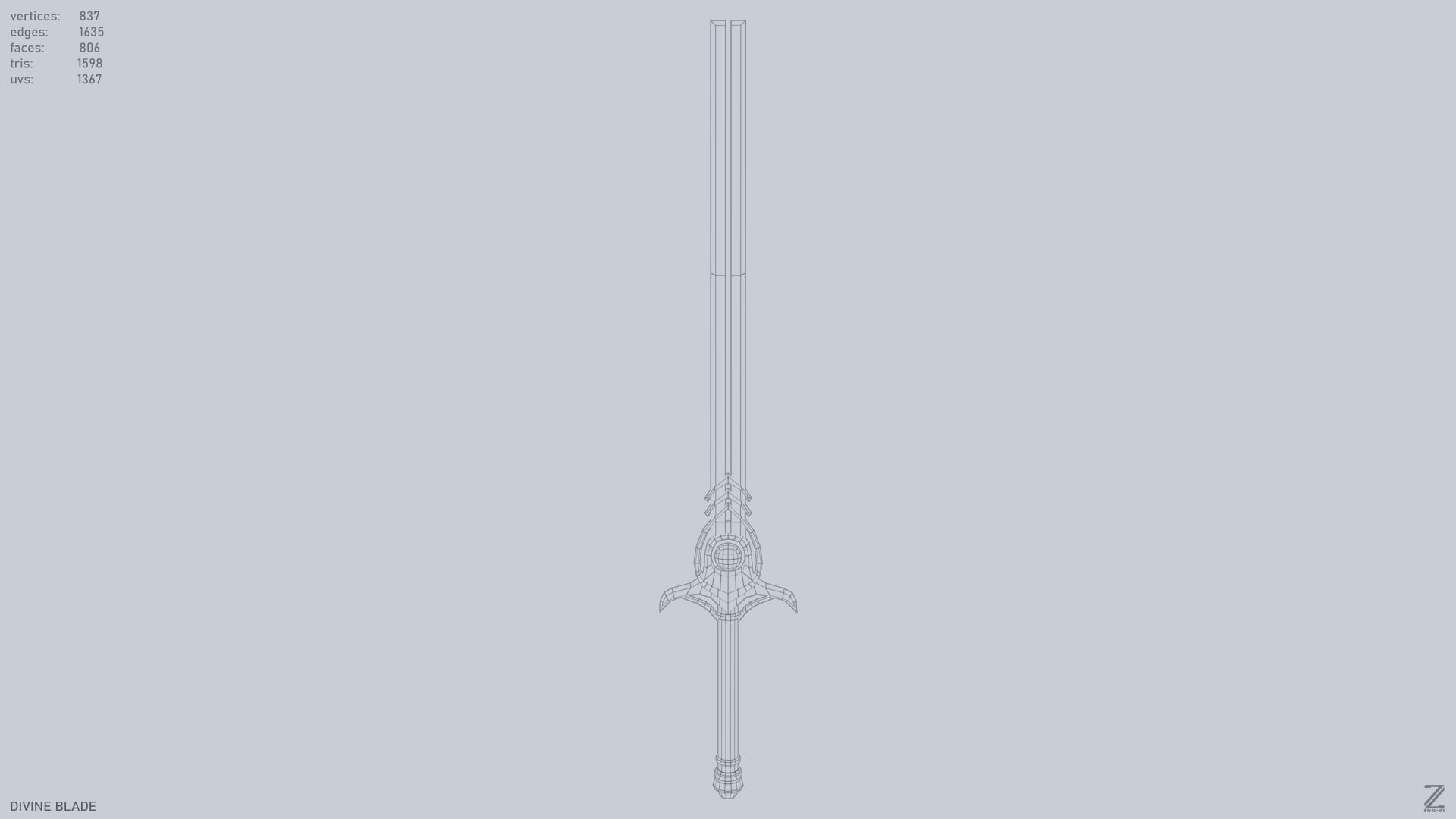 Divine blade Low-poly 3D model_9