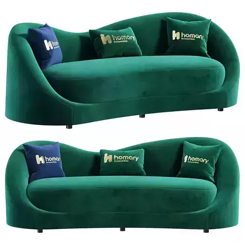 Luxury Green Velvet Upholstered Sofa by Homary 3D model