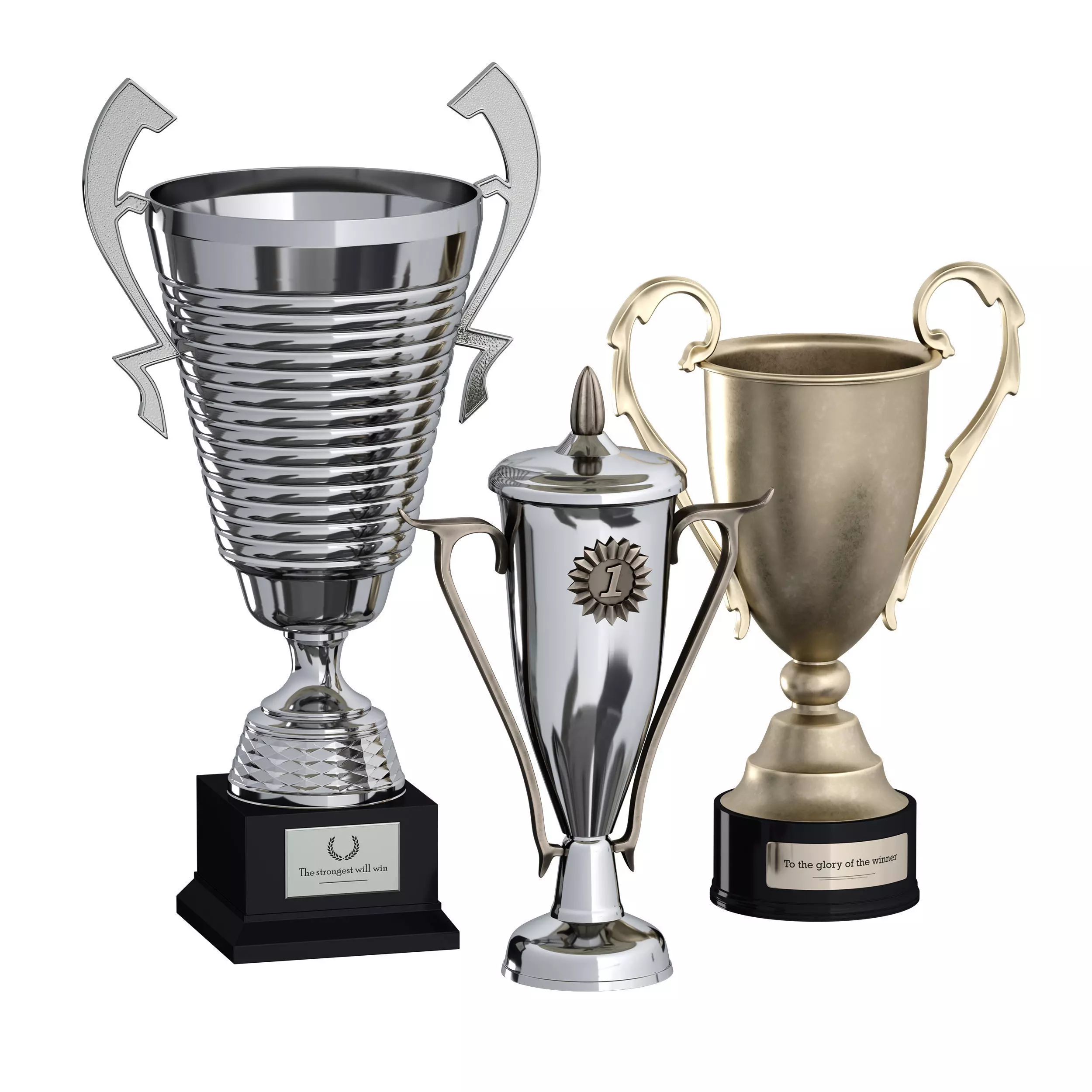 Sports award cup trophy Set of three cups 3D model_0