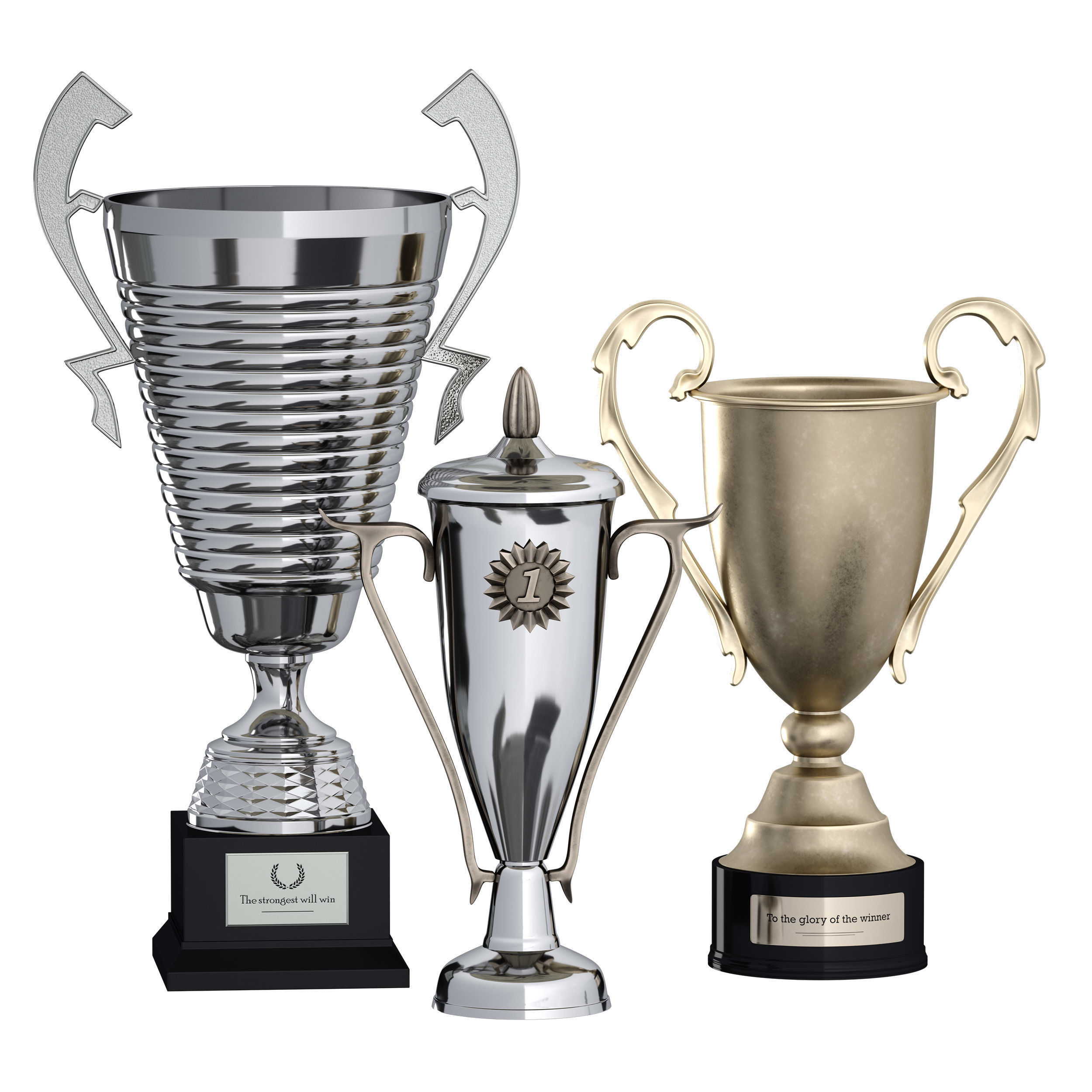 Sports award cup trophy Set of three cups 3D model_6