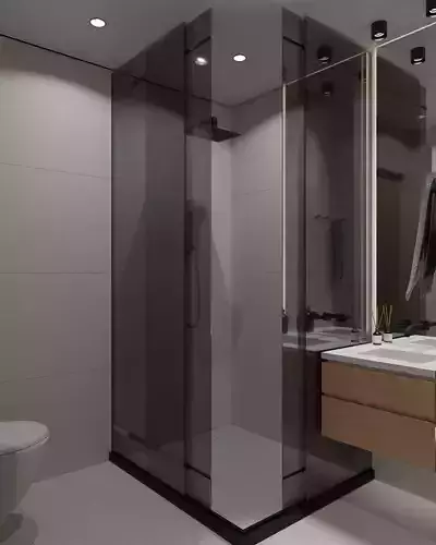 Modern bathroom Low-poly 3D model