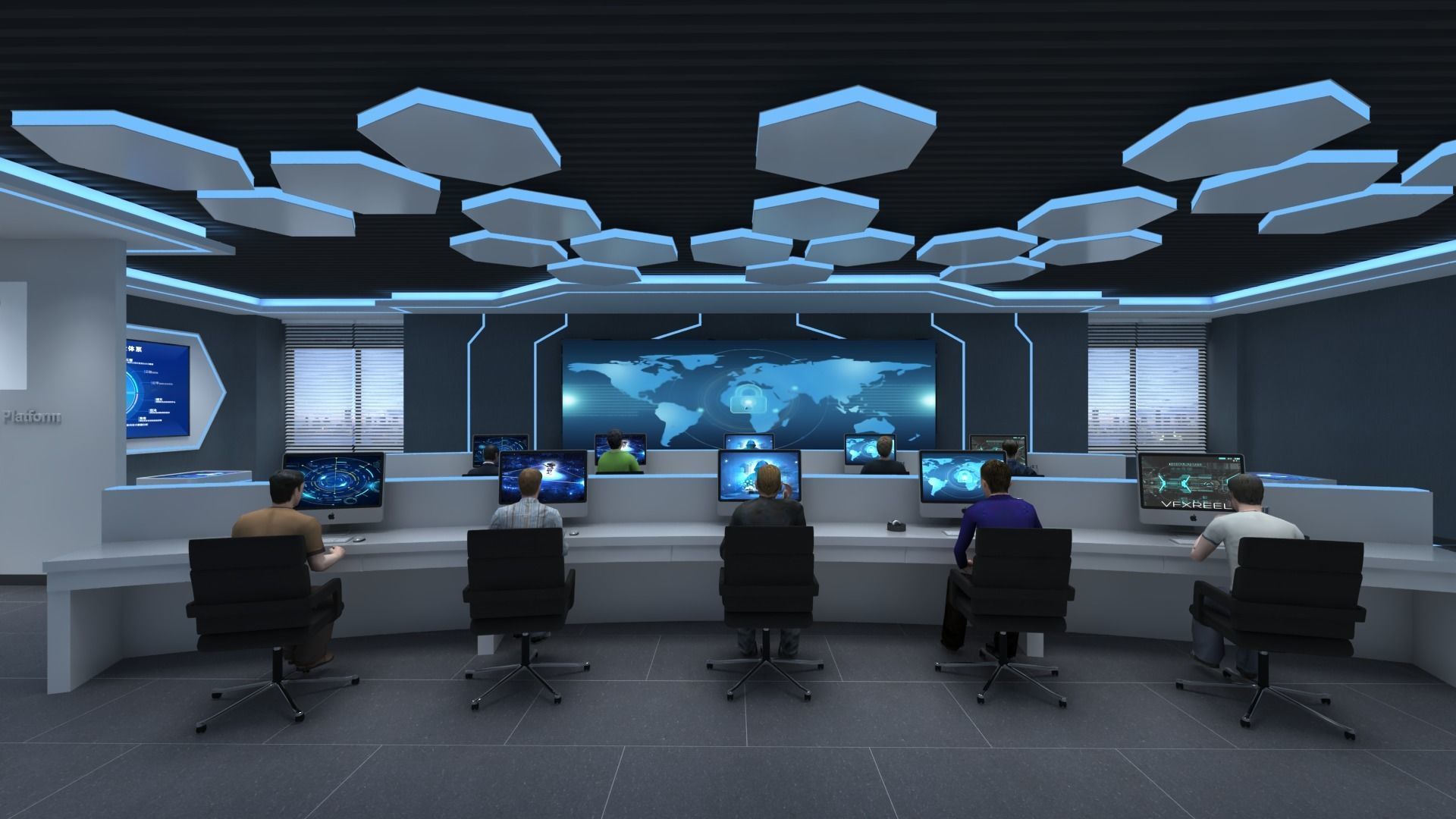 Command room monitoring center 3D model_1