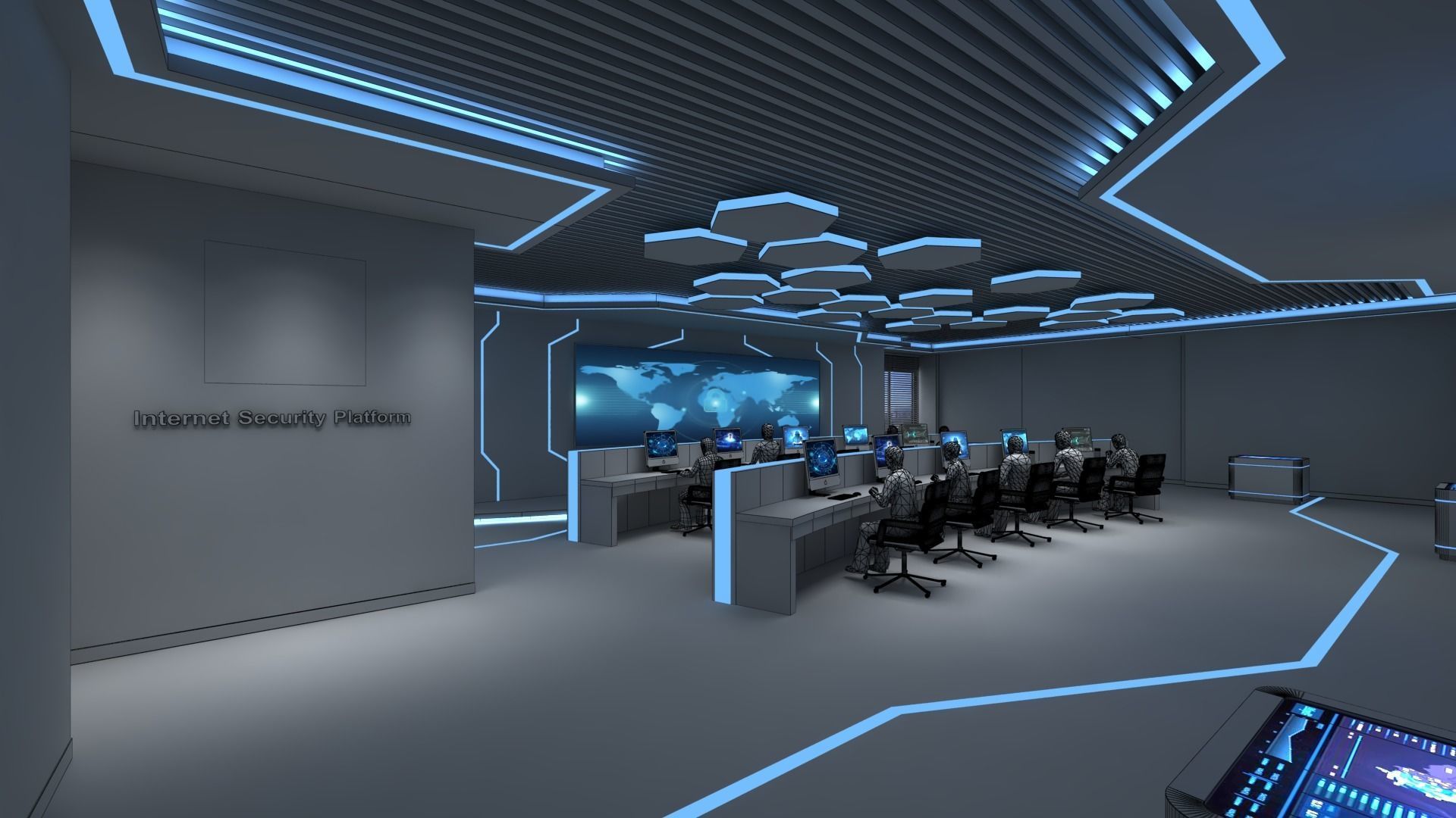 Command room monitoring center 3D model_7