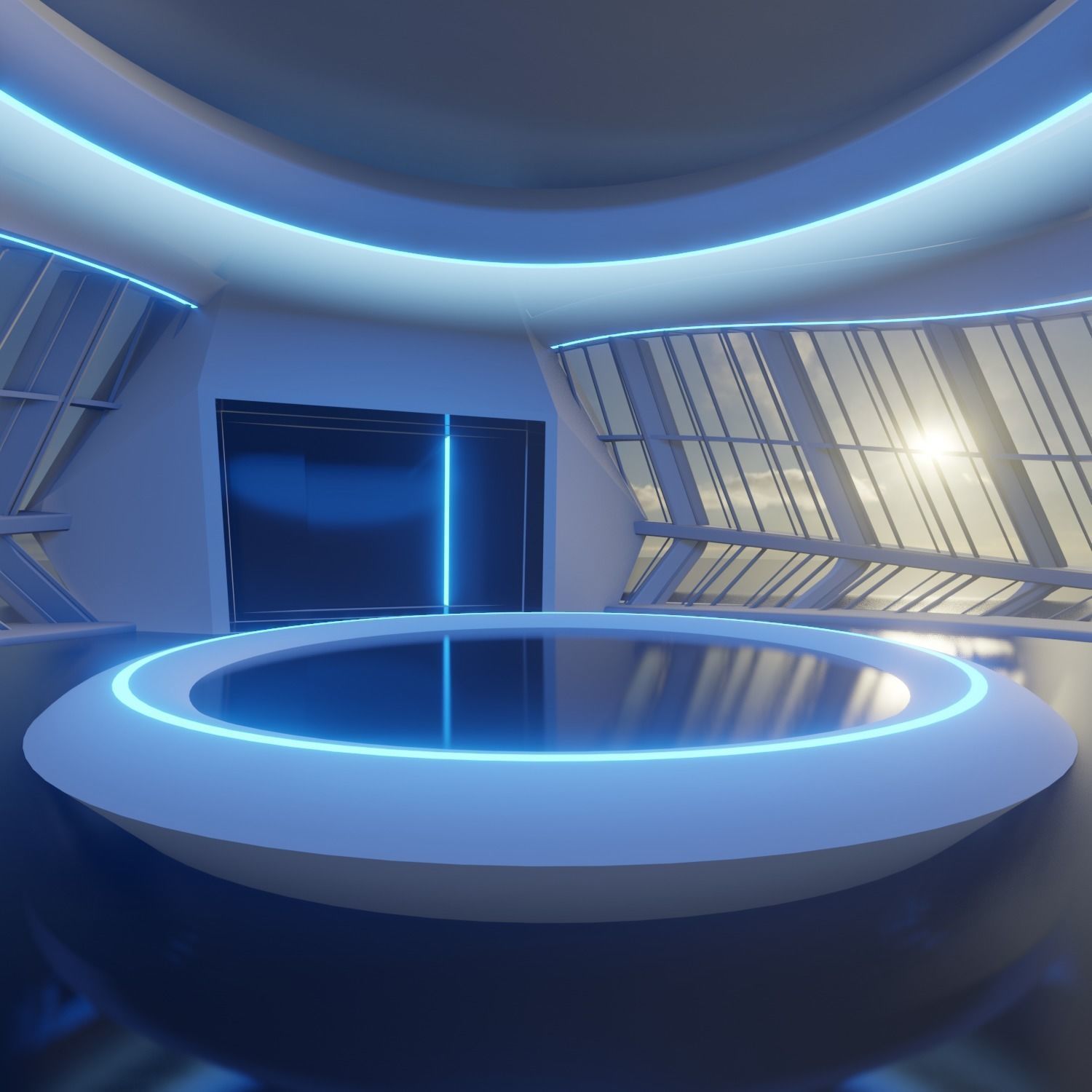 Sci Fi Exhibition Hall Interior with real world scale 3 3D model_2