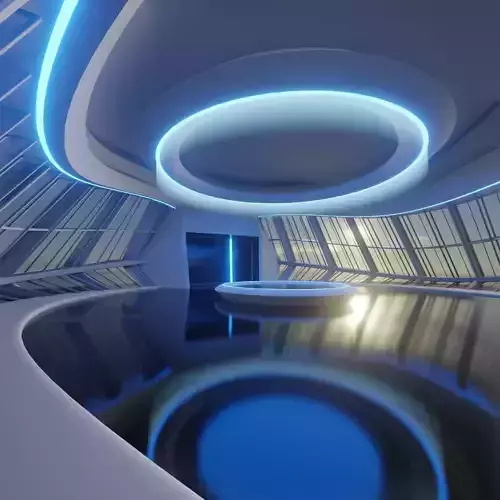 Sci Fi Exhibition Hall Interior with real world scale 3 3D model