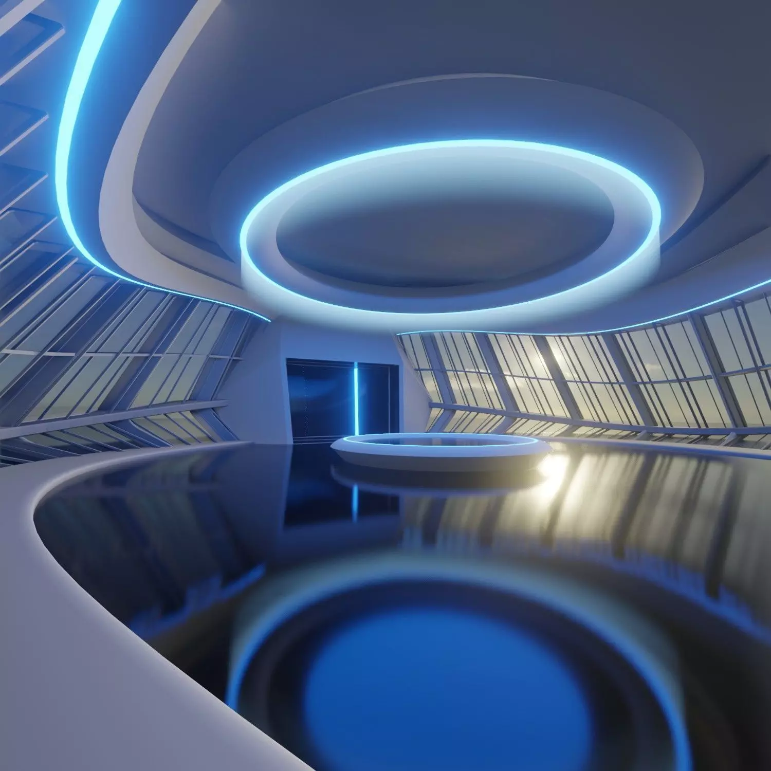 Sci Fi Exhibition Hall Interior with real world scale 3 3D model_0