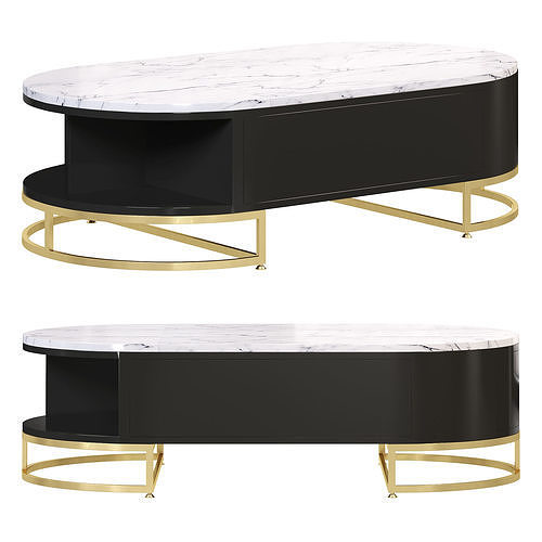 Modern white oval storage coffee table by Homary 3D model | CGTrader