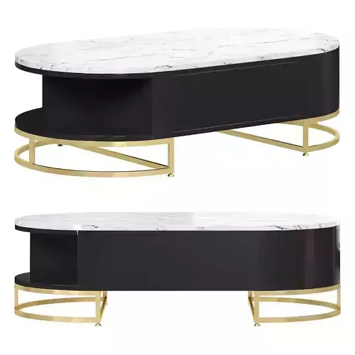 Modern white oval storage coffee table by Homary