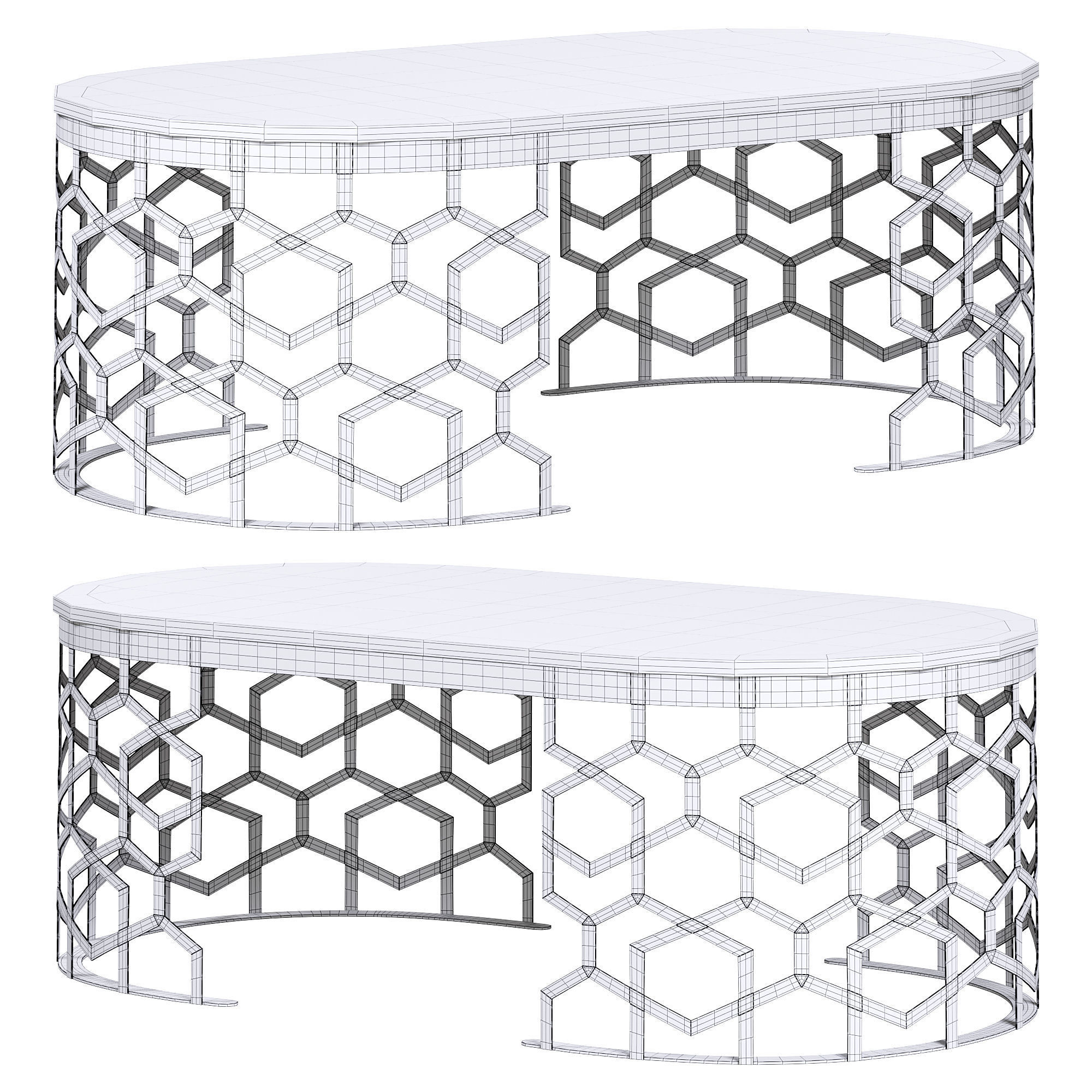 Modern oval coffee table by Homary  3D model_4