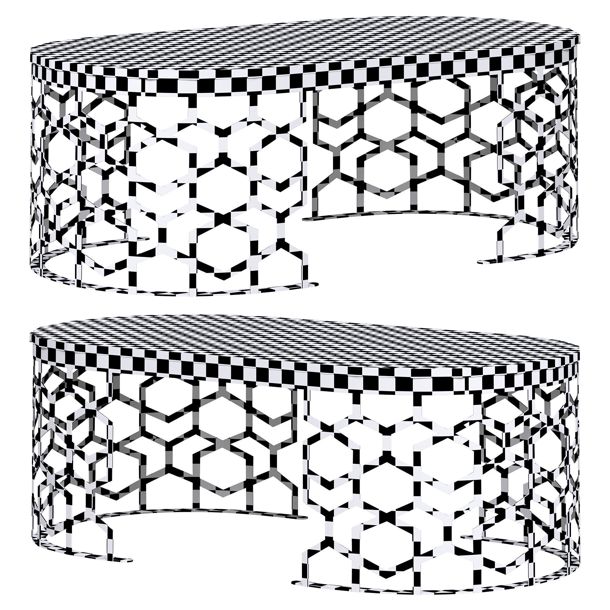 Modern oval coffee table by Homary  3D model_3