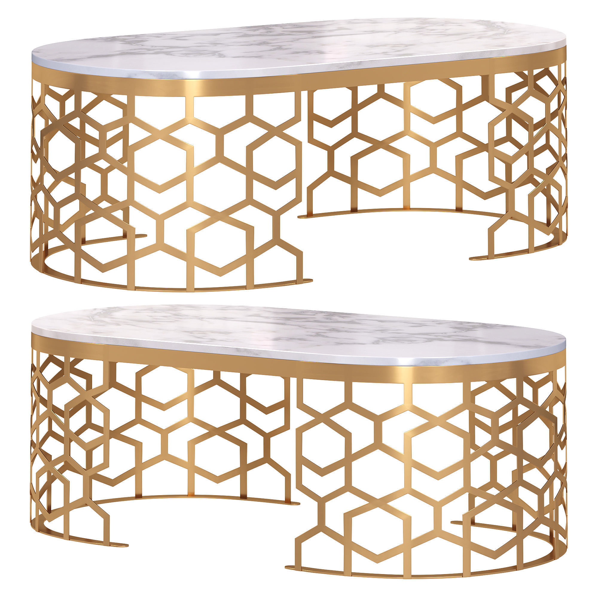 Modern oval coffee table by Homary  3D model_1