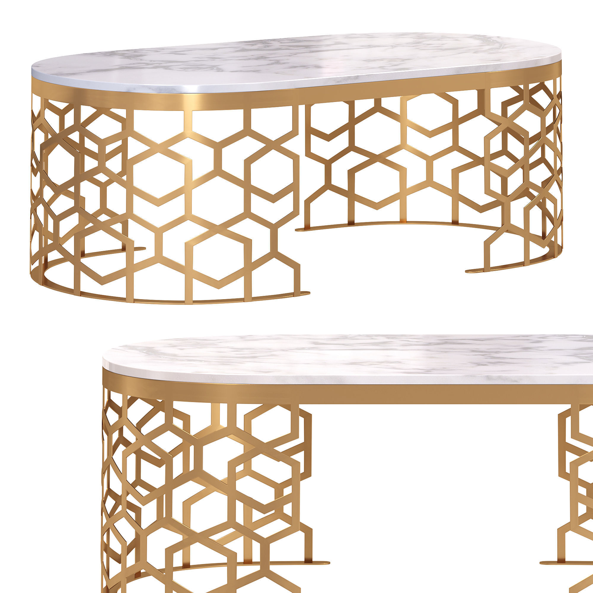 Modern oval coffee table by Homary  3D model_2