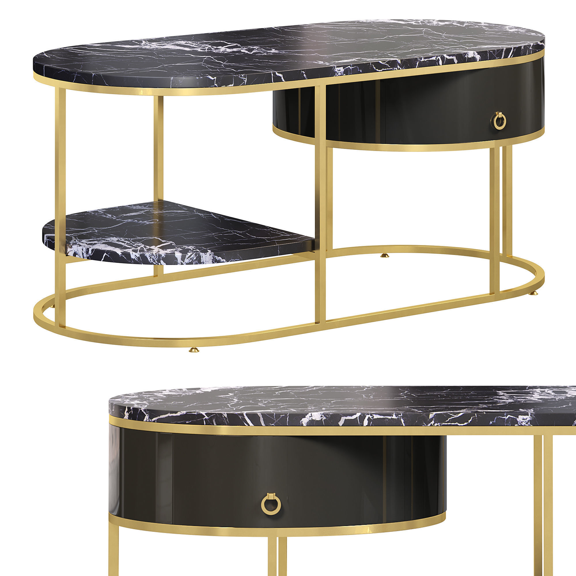 Modern marble coffee table by Homary 3D model_2