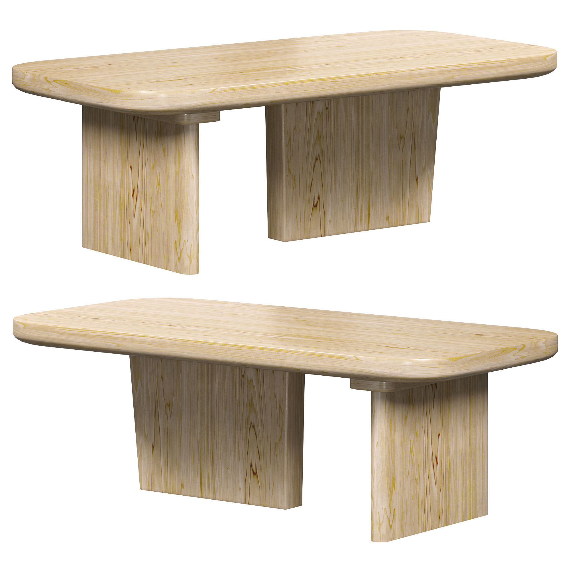 Wood coffee table by Homary 3D model_1