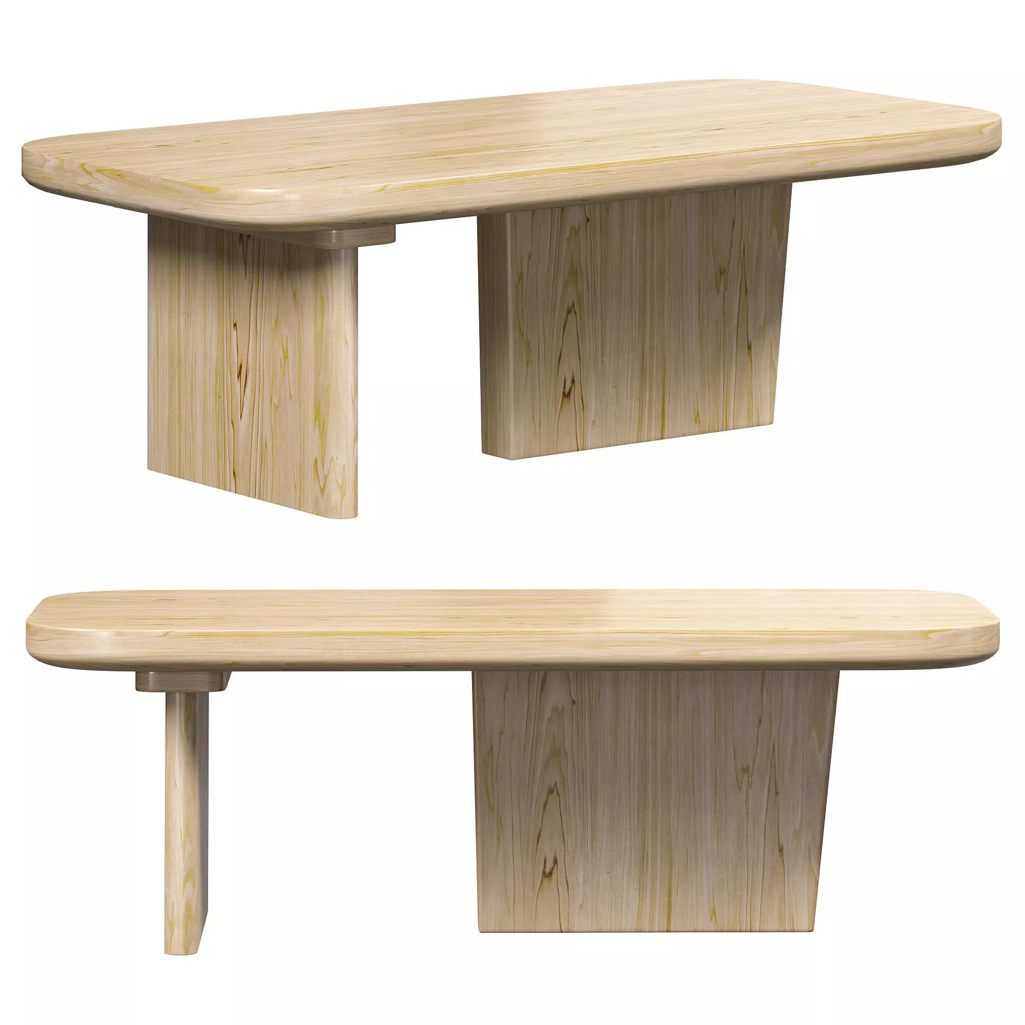 Wood coffee table by Homary 3D model_0