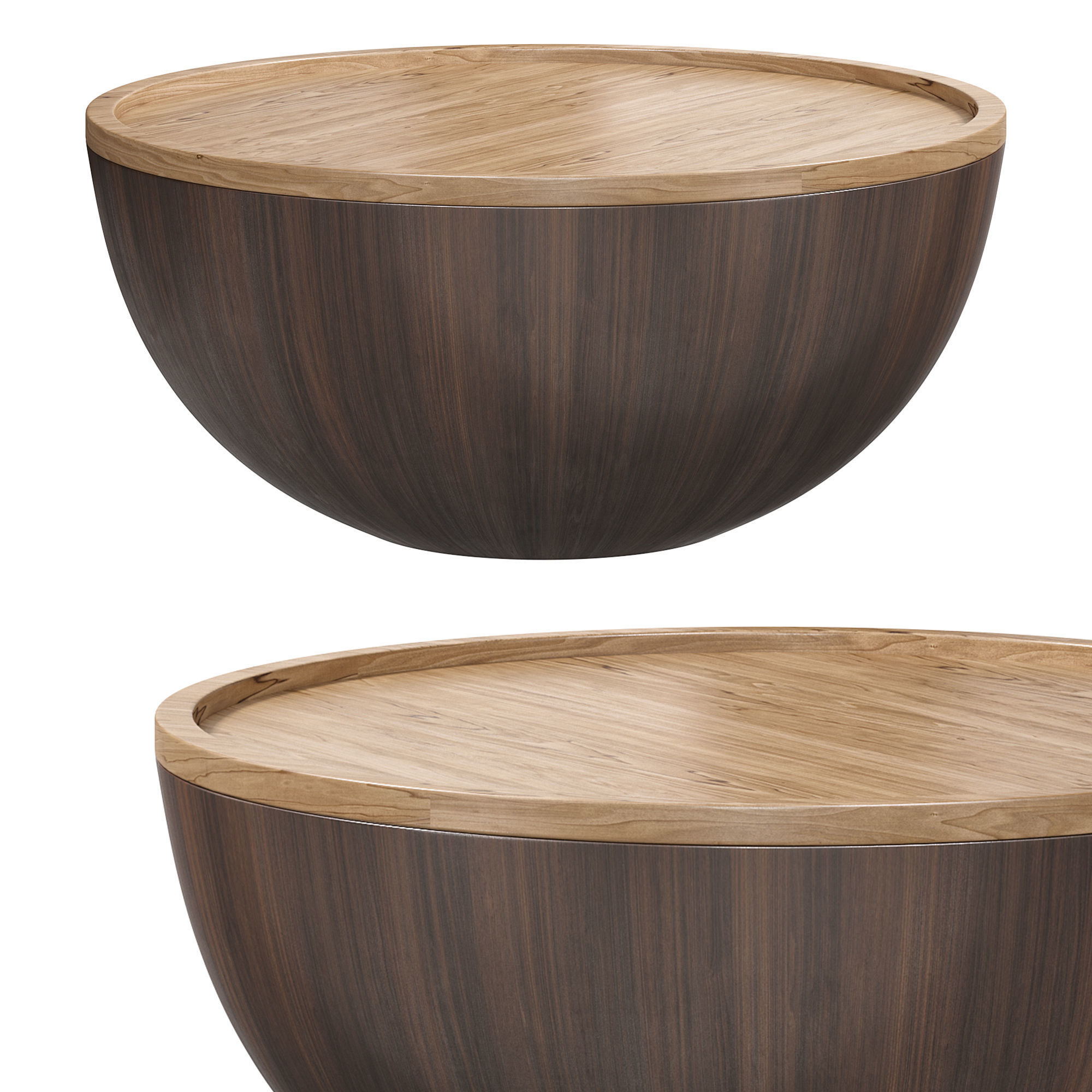 Round drum wood coffee table by Homary 3D model_1