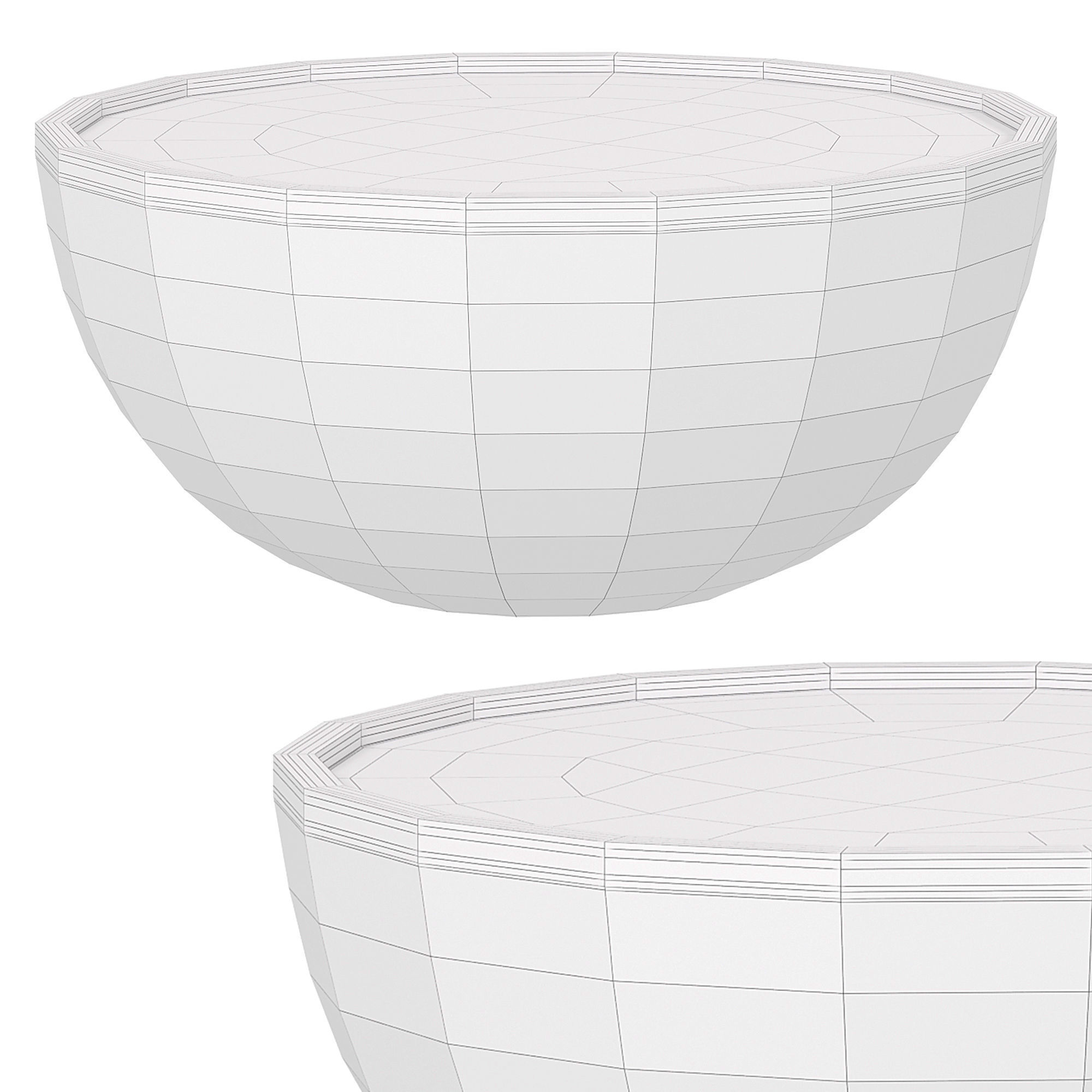 Round drum wood coffee table by Homary 3D model_4