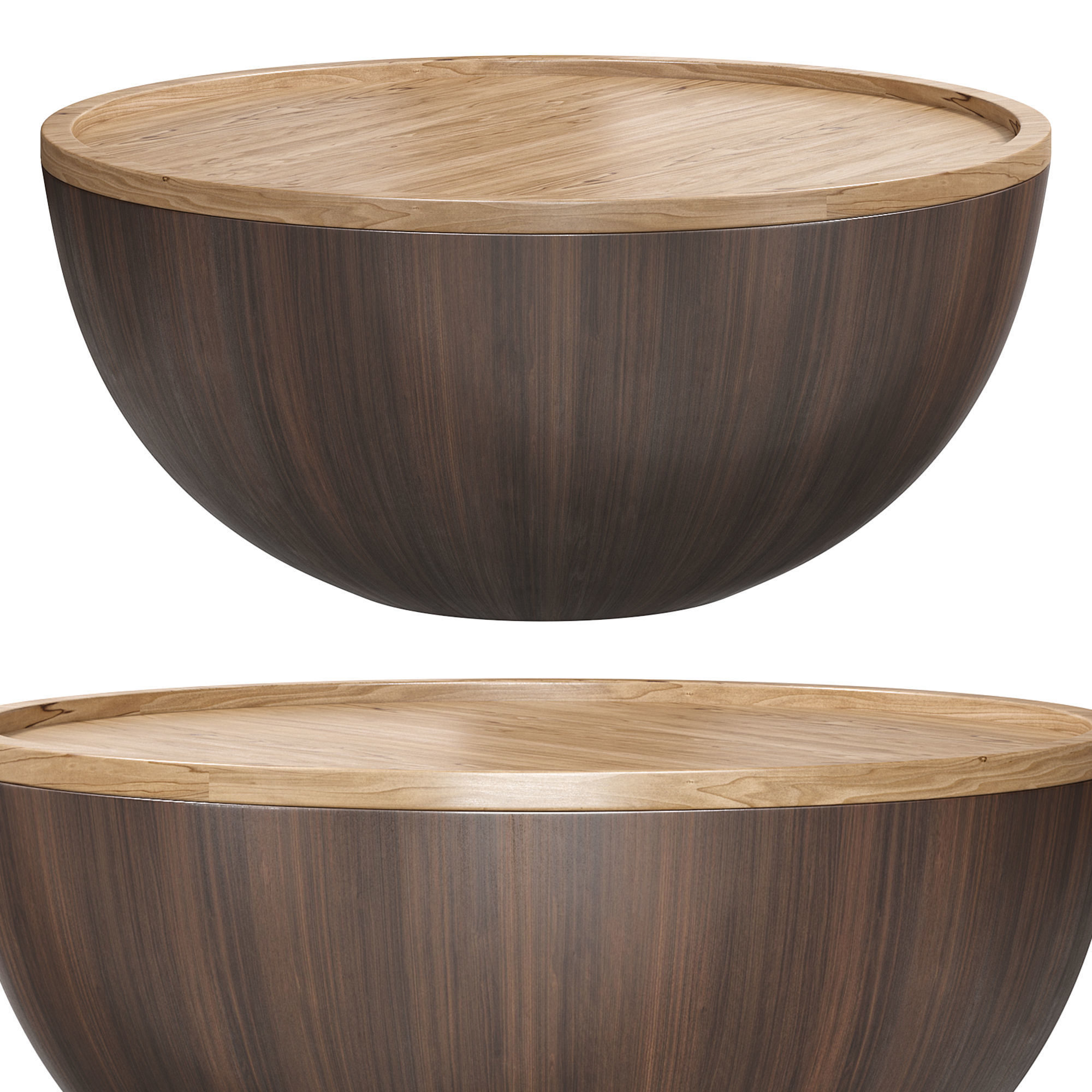 Round drum wood coffee table by Homary 3D model_2