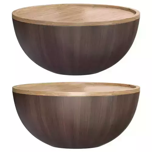 Round drum wood coffee table by Homary