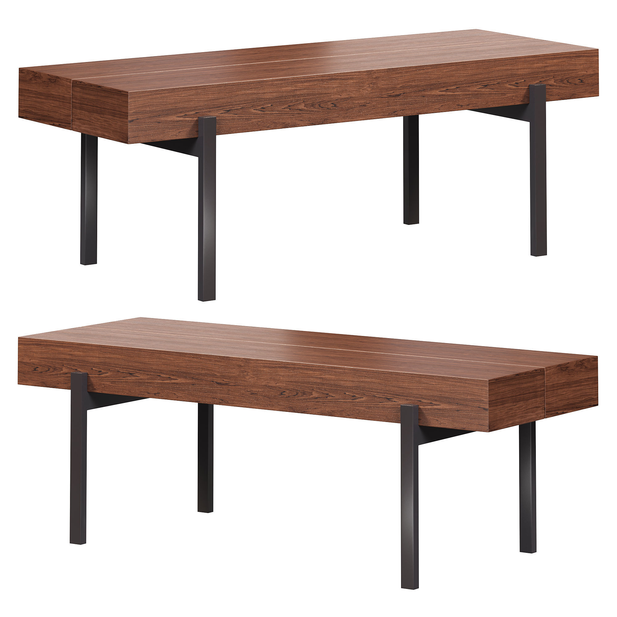 Rustic walnut coffee table by Homary 3D model_1