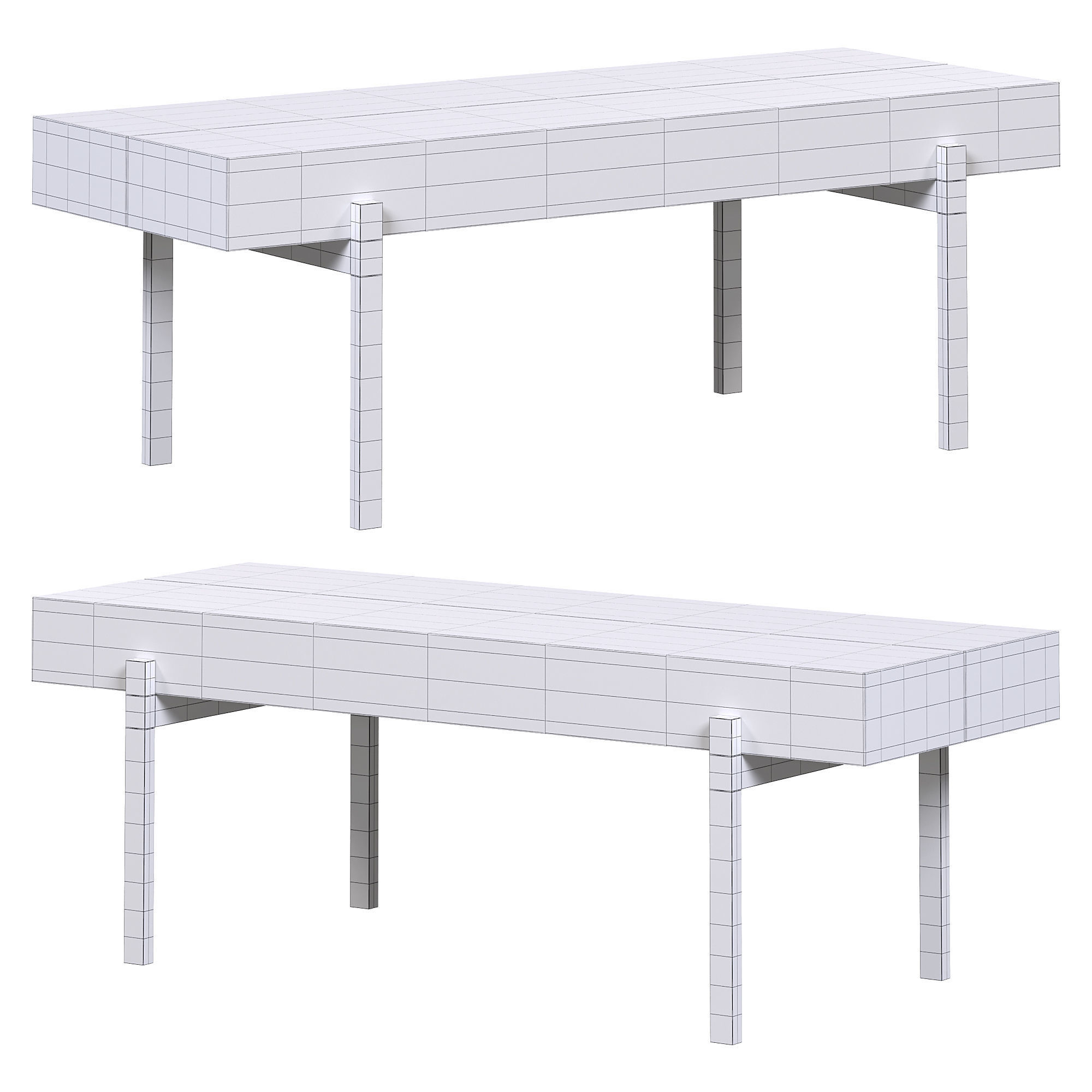 Rustic walnut coffee table by Homary 3D model_4