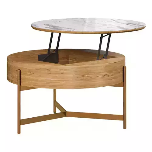 Round lifttop wood stone coffee table By Homary